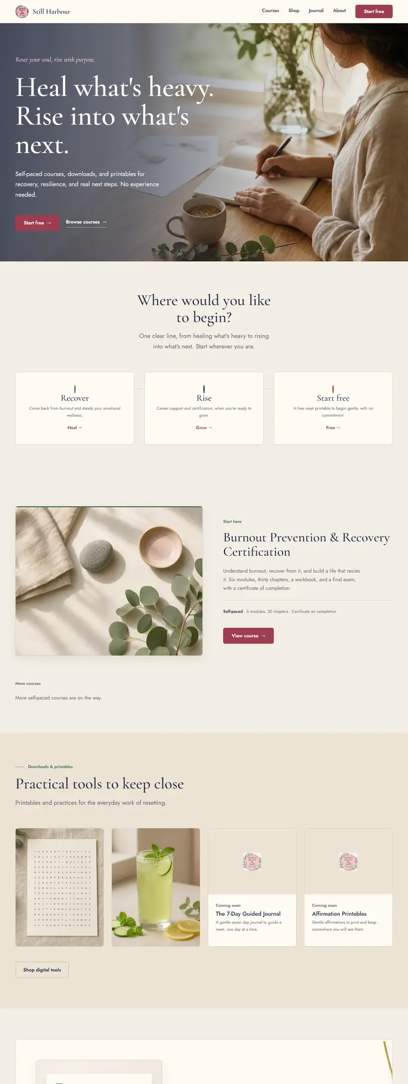 Home page we built for Still Harbour