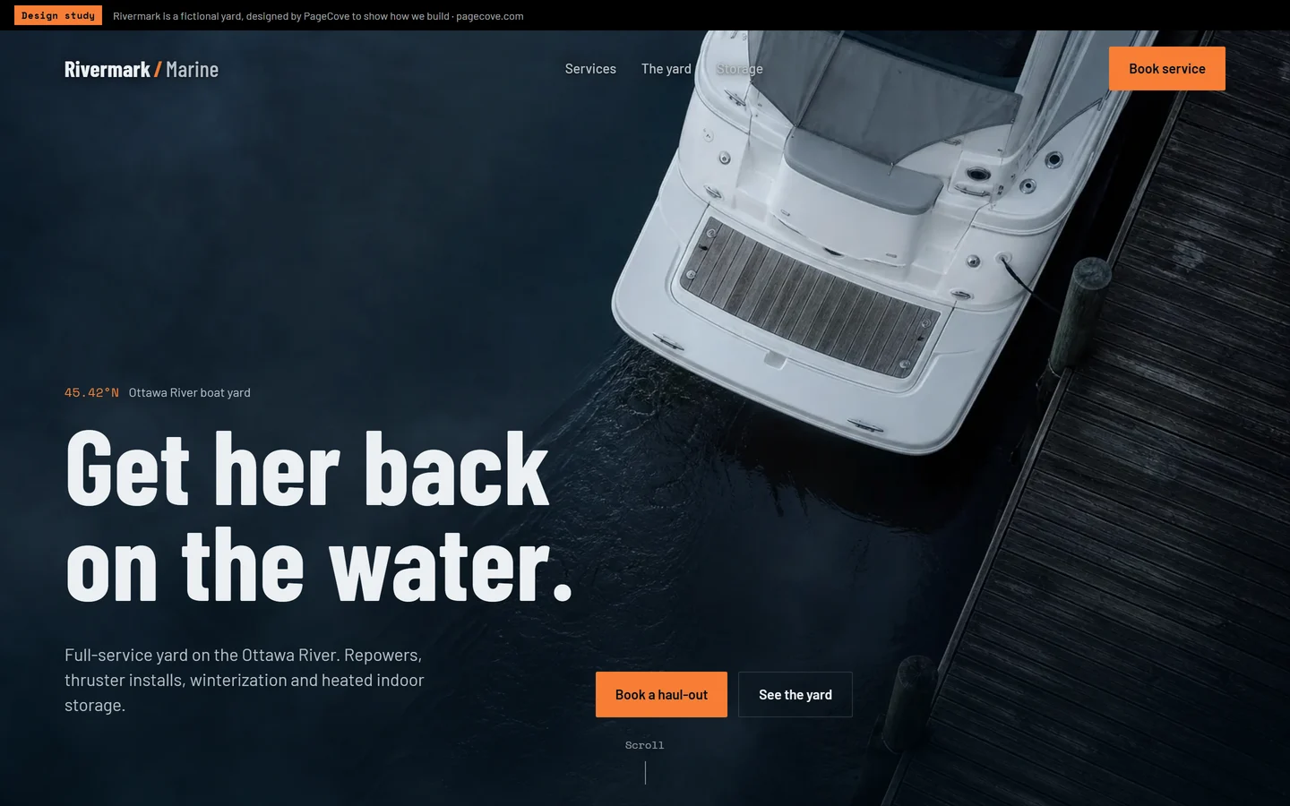 Example page for Rivermark Marine, a made-up boat-service yard